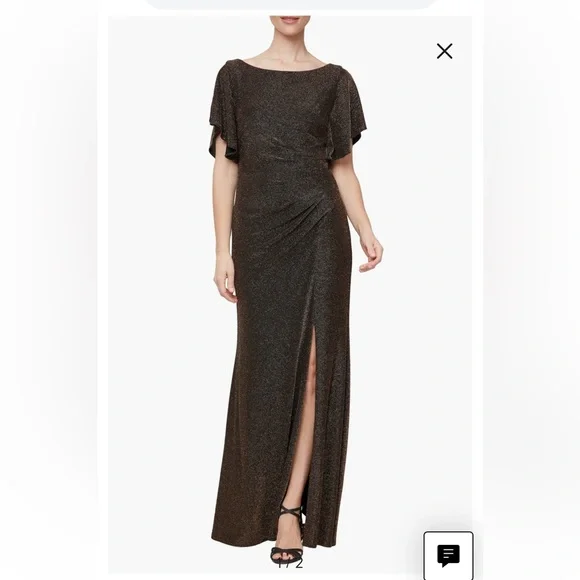 Alex Evenings | Dresses | Alex Evenings Shimmer Flutter Sleeve Gown Size 8 Blackgold | Poshmark Alex Evenings | Dresses | Alex Evenings Shimmer Flutter Sleeve Gown Size 8 Blackgold | Poshmark